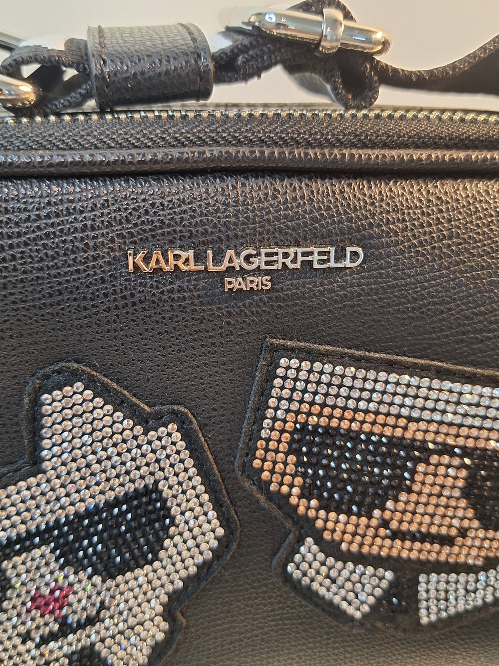 Karl Lagerfeld Black Crystal-Embellished Crossbody Bag - Picture 7 of 7